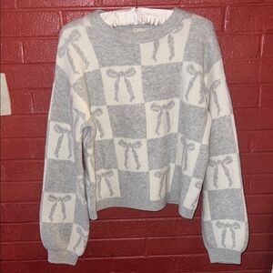a new day Gray and White Checkered Sweater
